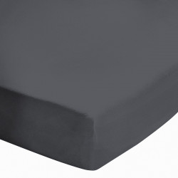 Drap housse 180x200 - Percale de Coton Peigné - 78 fils - Zinc - Bt 25