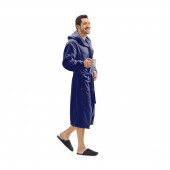 Peignoir capuche bleu marine porté