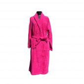 peignoir châle bambou et coton déplié vu de face fuchsia