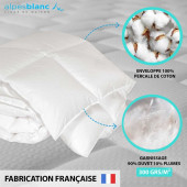 Composition couette duvet fabriquée en France 140x200 cm