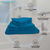 Caractéristiques serviettes par lot de 5 coton et bambou Bleu Canard