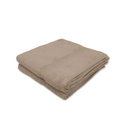 Lot deux serviettes coton éponge 600 Grammes 50x100 cm taupe