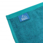Lot de deux serviettes 100% coton 100x150 cm 600grammes/m² marque Alpes blanc bleu canard