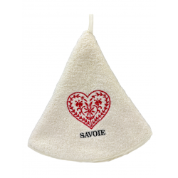 Torchons ronds coton beige coeur