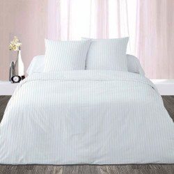 Housse de Couette Percale 240x260cm Satin Blanc  + 2 taies carrées 65x65 cm