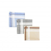 Pile carré lot de 12 Mouchoirs en tissu Beige, Gris et Bleu coton 40x40 cm